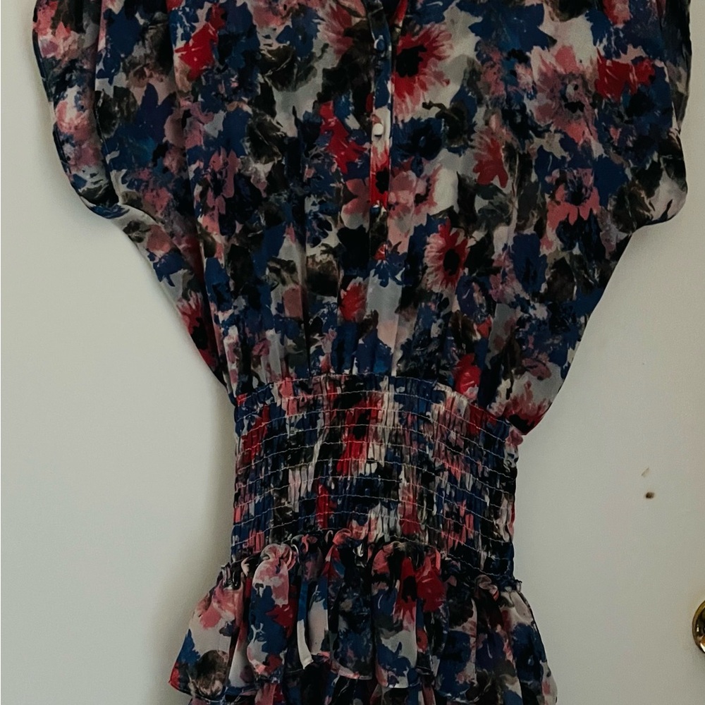 Floral Print Dress with Smocked Waist